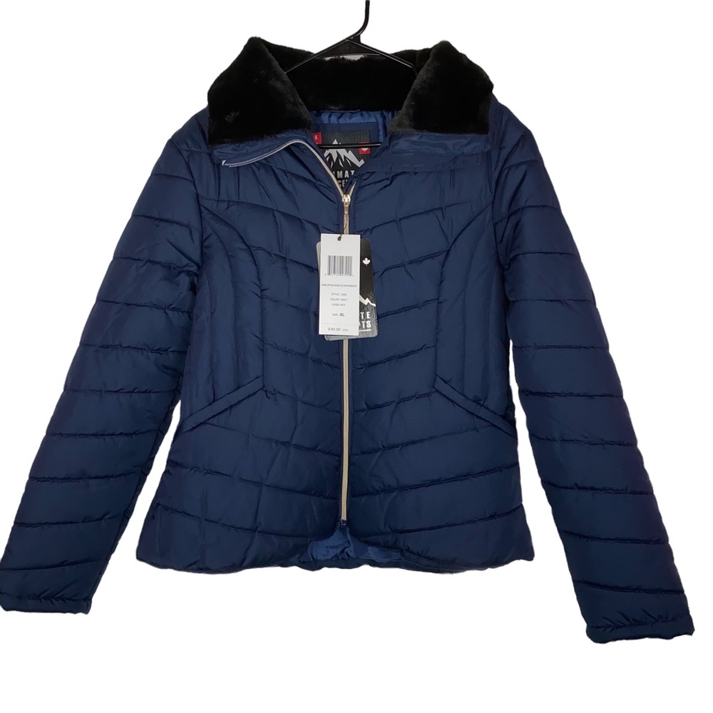 Climate Concepts NWT Stand Up Faux Inside Collar Fashion Jacket Navy/Black XL